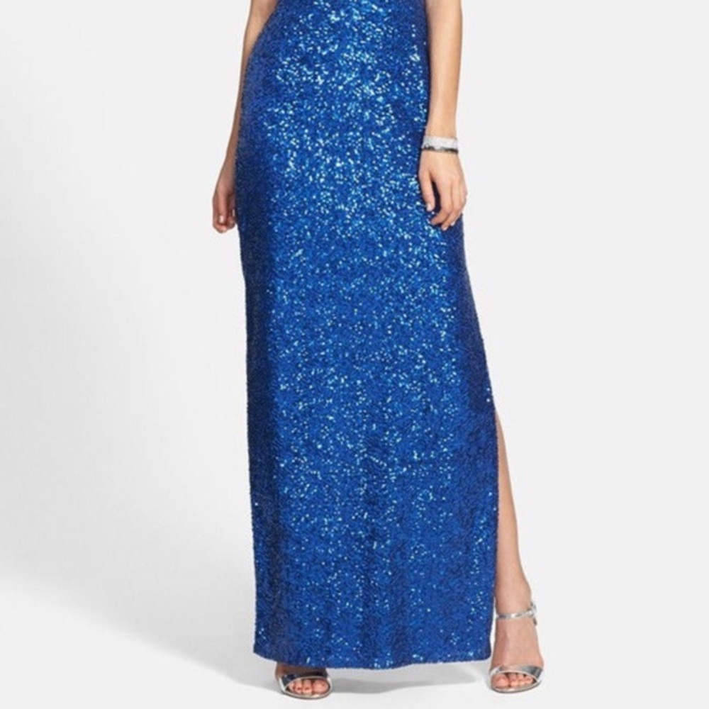 Aidan Mattox Sequin Open Back Gown Amethyst - image 3